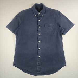 Vintage Polo Ralph Lauren Navy Seersucker Short Sleeve Button Down - Blue Fade M